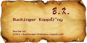 Buchinger Koppány névjegykártya